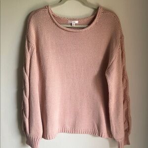 LC Lauren Conrad Pink Rib Knit Pullover Sweater Women Size Medium